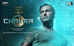 Tamil actor Vishal in the poster of Anandan`s action film `Chakra`